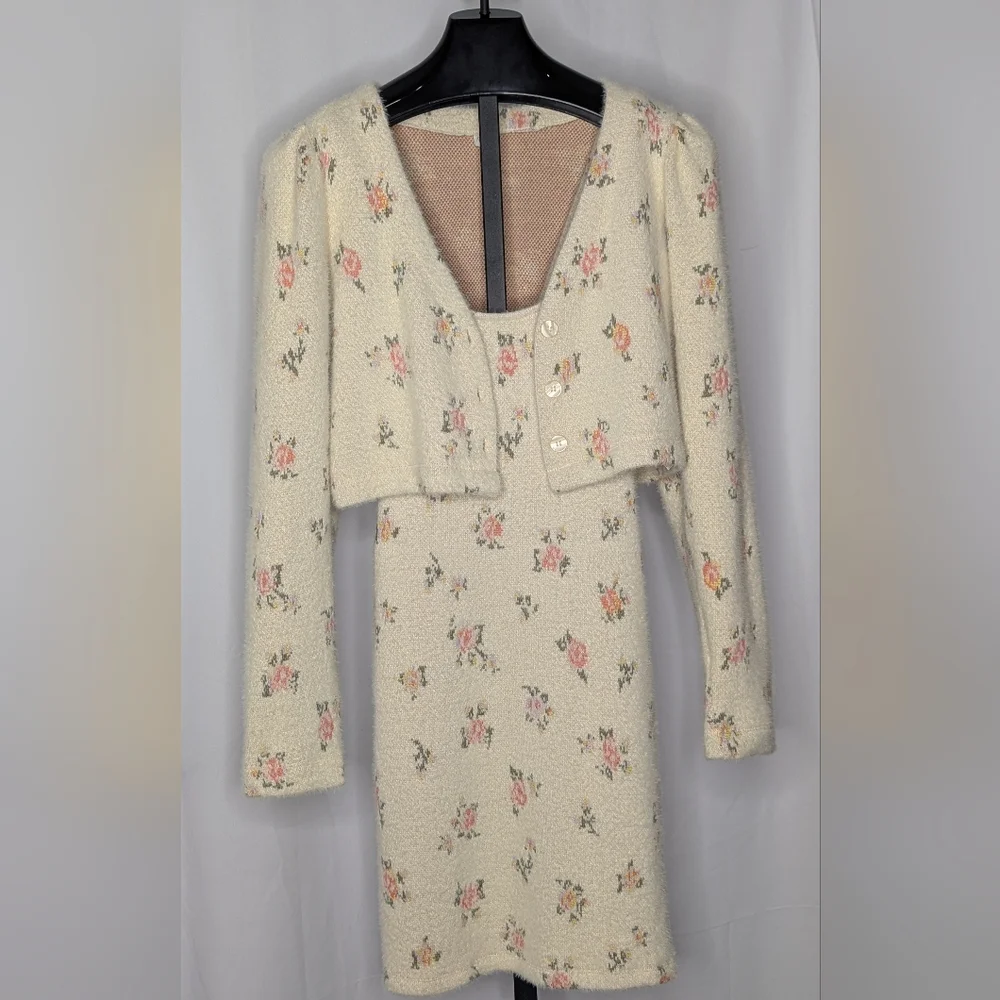 Daily Practice by Anthropologie Floral Printed Sweater Dress Set Size Large - Picture 1 of 10